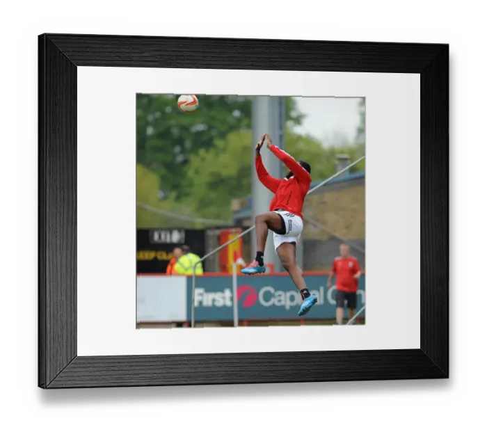 Framed Print : Bristol City's Jay Emmanuel-Thomas Donning the Gloves: Unconventional Warm-Up at Stevenage, 2014