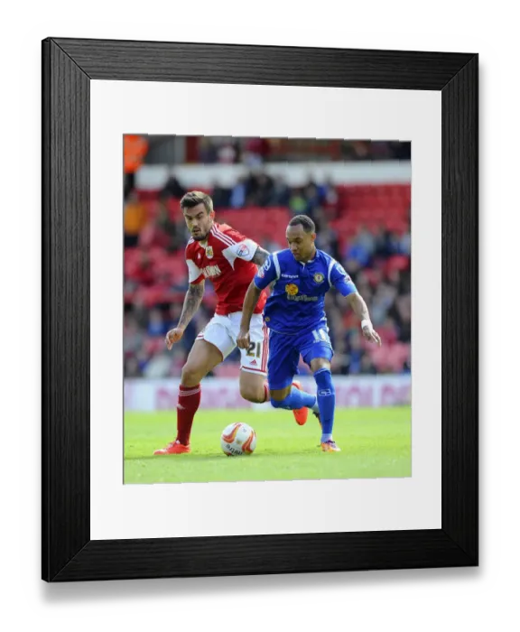 Framed Print : Maron Pack vs Bryon Moore: Intense Battle for Possession in Bristol City vs Crewe Football Match, April 2014 Framed Print : Maron Pack vs Bryon Moore: Intense Battle for Possession in Bristol City vs Crewe Football Match, April 2014