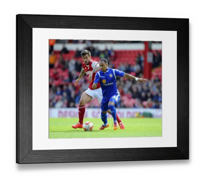 Framed Print : Intense Rivalry: Marlon Pack vs. Byron Moore - A Battle for Possession, Bristol City vs. Crewe, April 2014