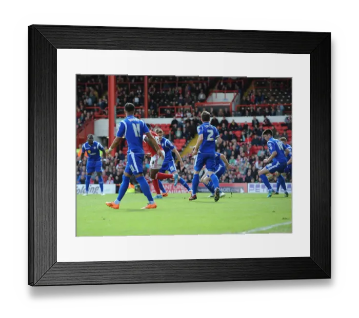 Framed Print : Back Heel Save: Jay Emmanuel-Thomas Thwarts Crewe's Goal Attempt at Ashton Gate, 2014
