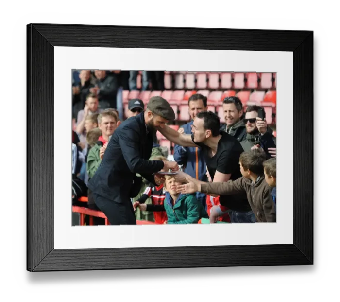 Framed Print : Louis Carey Engages with Fans: A Moment at Ashton Gate, Bristol City vs Crewe (2014)