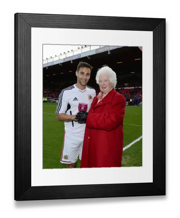 Framed Print : Bristol City's Sam Baldock Named Player of the Season in Thrilling 2014 Match Against Crewe