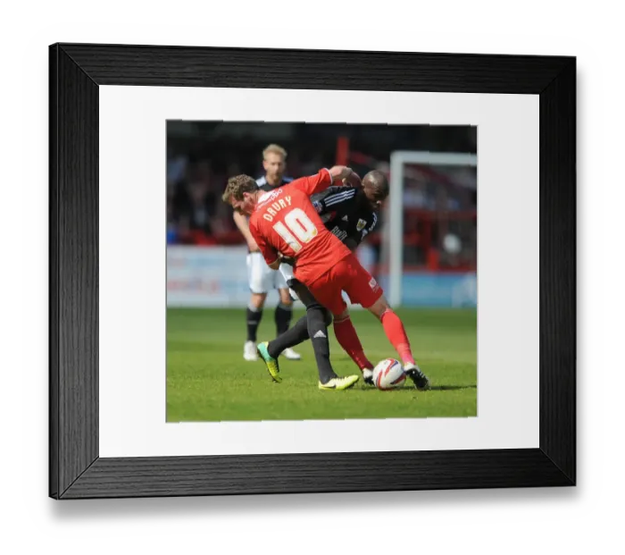 Framed Print : Nosworthy vs Drury: Intense Battle for the Ball in Crawley Town vs. Bristol City Football Match, May 2014 Framed Print : Nosworthy vs Drury: Intense Battle for the Ball in Crawley Town vs. Bristol City Football Match, May 2014