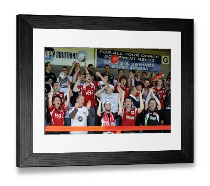 Framed Print : Bristol City Fans Cheering Loudly at Checkatrade Stadium, May 2014