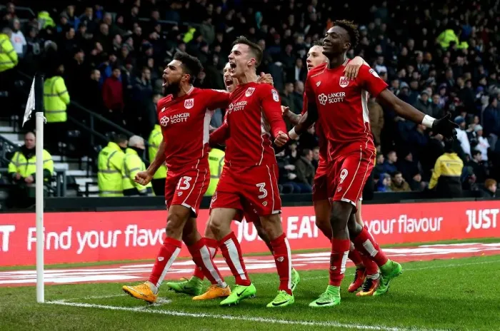Framed Print : 3-0 Goal Celebration: Tammy Abraham's Stunner for Bristol City vs. Derby County, 2017