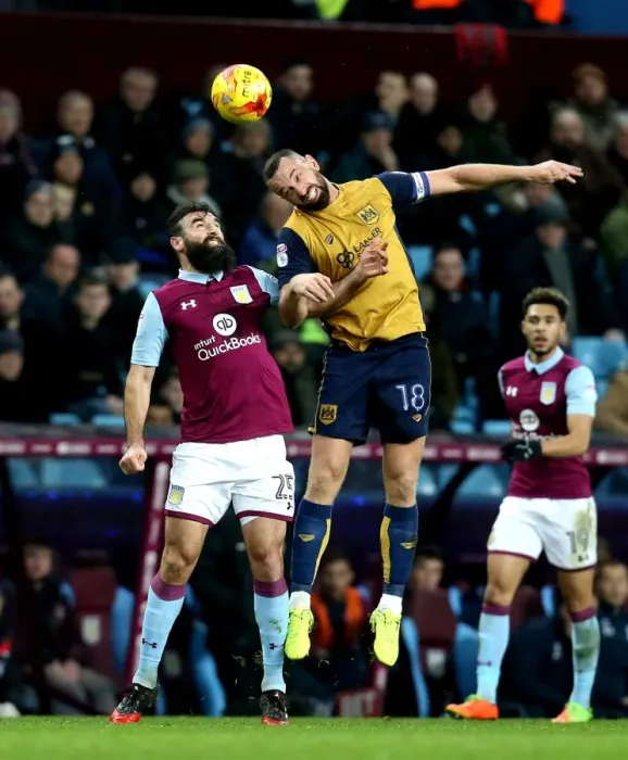 Framed Print : Aaron Wilbraham Battles Past Mile Jedinak: Aston Villa vs. Bristol City, 2017