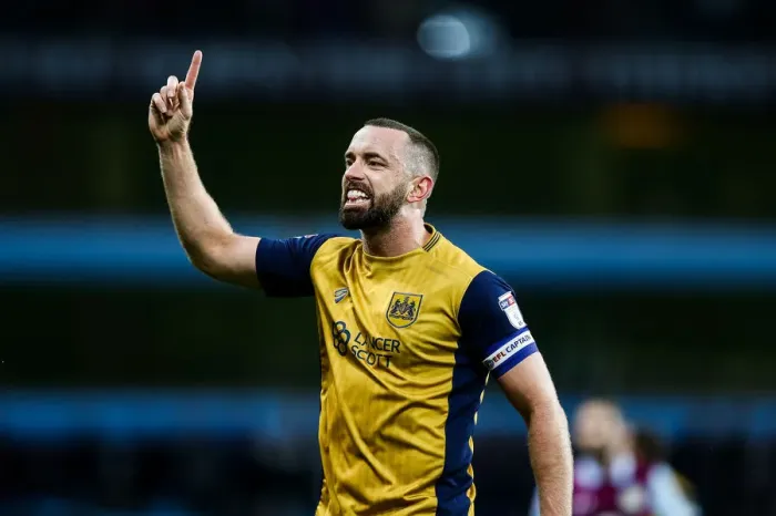 Framed Print : Aaron Wilbraham Faces Off Against Aston Villa at Villa Park, Sky Bet EFL Championship
