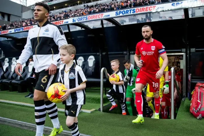 Framed Print : Aaron Wilbraham Leads Out Bristol City at St James Park Against Newcastle United