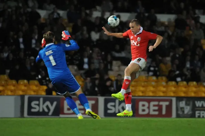 Framed Print : Aaron Wilbraham Scores Stunning Goal Past Port Vale's Chris Neal Framed Print : Aaron Wilbraham Scores Stunning Goal Past Port Vale's Chris Neal