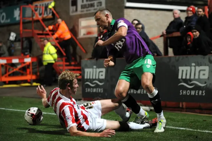 Framed Print : Aaron Wilbraham vs Jack Deaman: Intense Battle in Cheltenham Town vs Bristol City Football Match, October 2014 Framed Print : Aaron Wilbraham vs Jack Deaman: Intense Battle in Cheltenham Town vs Bristol City Football Match, October 2014