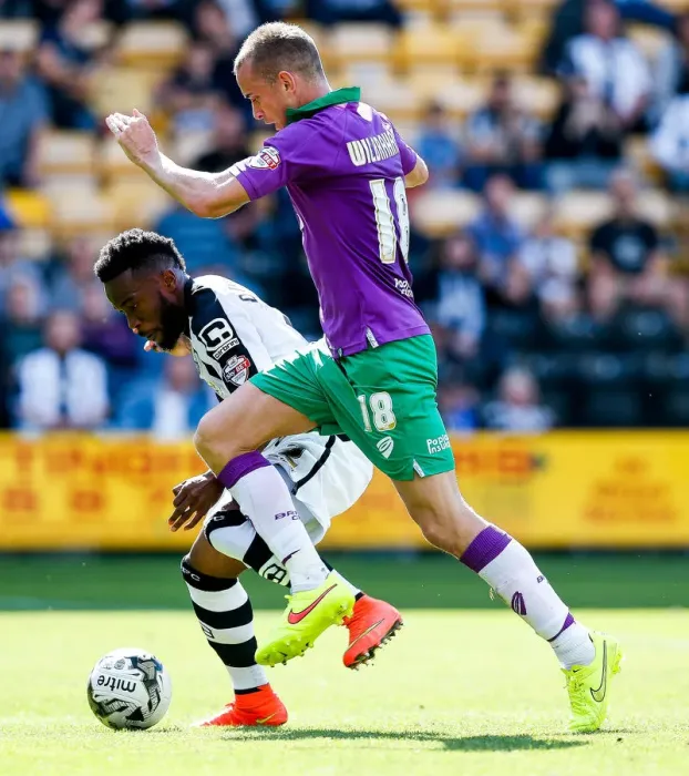 Framed Print : Aaron Wilbraham vs Mustapha Dumbuya: Intense Moment in Notts County vs Bristol City Football Match, 2014 Framed Print : Aaron Wilbraham vs Mustapha Dumbuya: Intense Moment in Notts County vs Bristol City Football Match, 2014