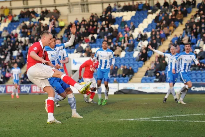 Framed Print : Aaron Wilbraham's Determined Moment: Colchester United vs. Bristol City, 2015 Framed Print : Aaron Wilbraham's Determined Moment: Colchester United vs. Bristol City, 2015