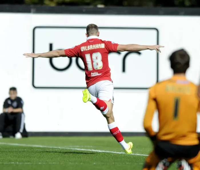 Framed Print : Aaron Wilbraham's Euphoric Goal Celebration: A Standout Moment at Ashton Gate (Bristol City vs Colchester United, Sky Bet League One, 2014) Framed Print : Aaron Wilbraham's Euphoric Goal Celebration: A Standout Moment at Ashton Gate (Bristol City vs Colchester United, Sky Bet League One, 2014)