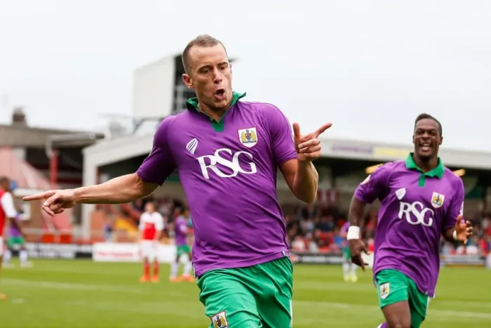 Framed Print : Aaron Wilbraham's Goal: Bristol City's 1-3 Lead Over Fleetwood Town, 2014 Framed Print : Aaron Wilbraham's Goal: Bristol City's 1-3 Lead Over Fleetwood Town, 2014