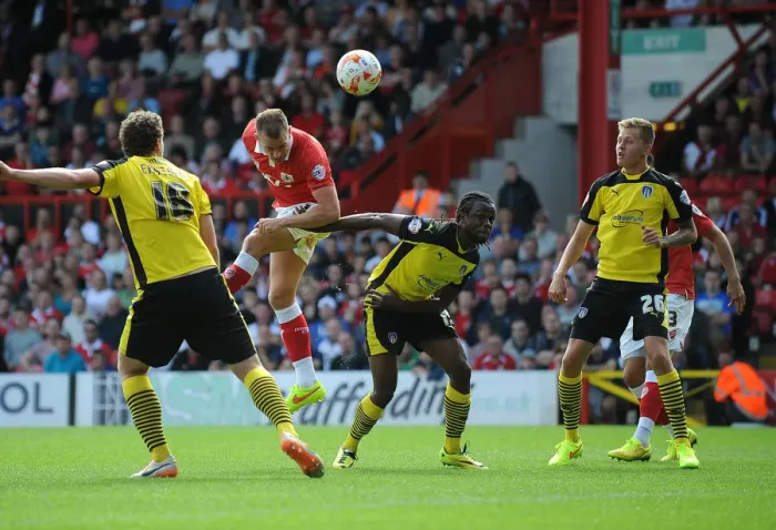 Framed Print : Aaron Wilbraham's Headed Goal: Bristol City vs Colchester United, Sky Bet League One, 2014 Framed Print : Aaron Wilbraham's Headed Goal: Bristol City vs Colchester United, Sky Bet League One, 2014