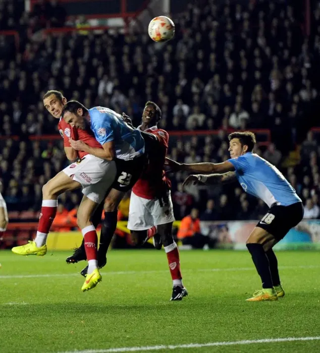 Framed Print : Aaron Wilbraham's Leap Over Bradford: A Pivotal Moment in Bristol City's Sky Bet League One Clash