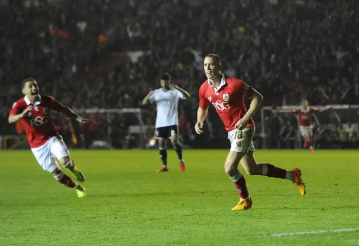 Framed Print : Aaron Wilbraham's Thrilling Goal Celebration: Bristol City vs Swindon Town (April 7, 2015) Framed Print : Aaron Wilbraham's Thrilling Goal Celebration: Bristol City vs Swindon Town (April 7, 2015)