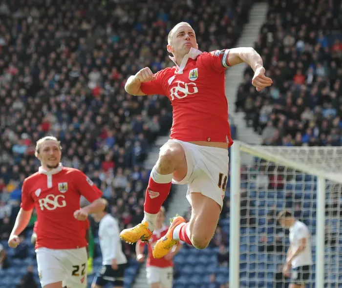 Framed Print : Aaron Wilbraham's Thrilling Goal Celebration: Preston North End vs. Bristol City (Sky Bet League One, 11-04-2015)