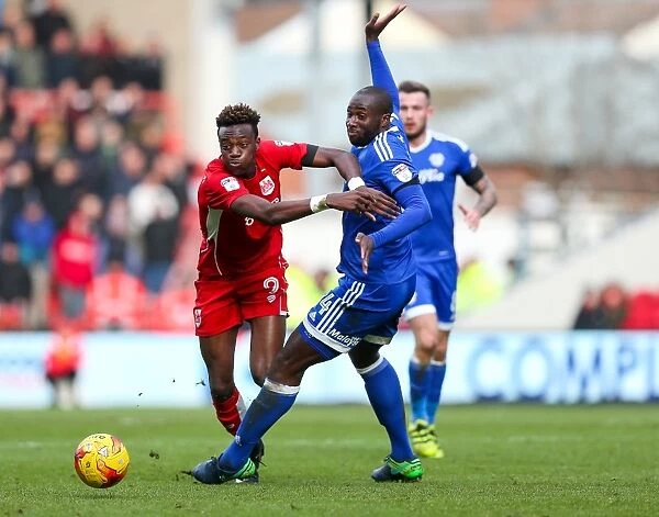 Abraham vs. Bamba: Intense Moment in Bristol City vs. Cardiff City Championship Clash