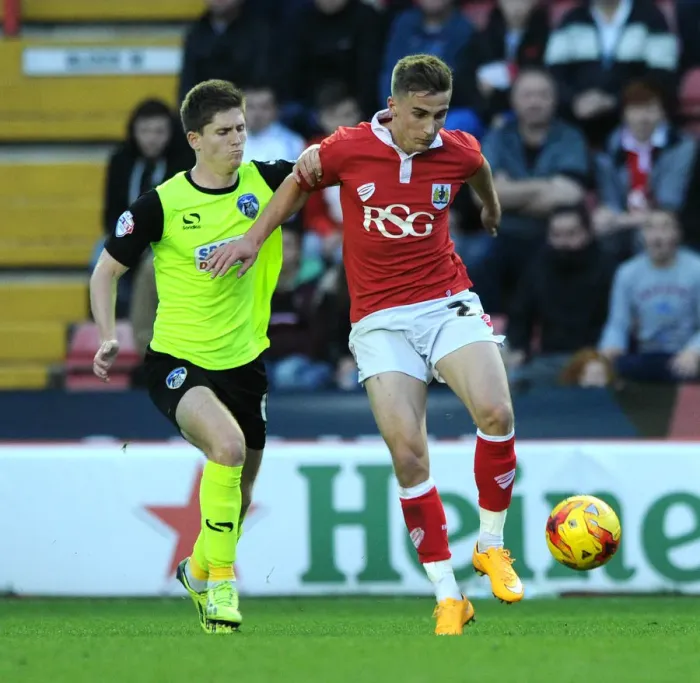 Framed Print : Action-Packed Moment: Joe Bryan in Full Throttle for Bristol City, November 2014 - Football Match