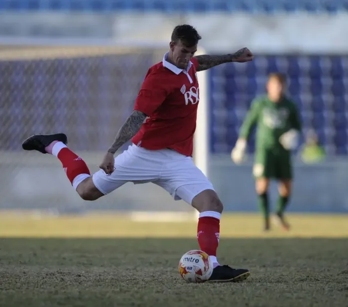 Framed Print : Aden Flint in Action: Bristol City vs Extension Gunners, Botswana 2014
