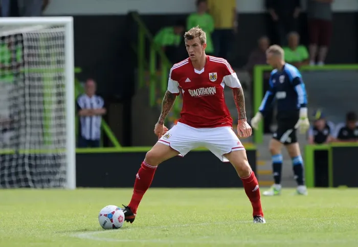 Framed Print : Aden Flint in Action: Bristol City vs Forest Green Rovers, 2013