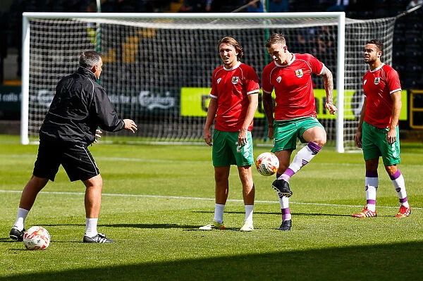 Aden Flint of Bristol City Warms Up Ahead of Notts County Clash