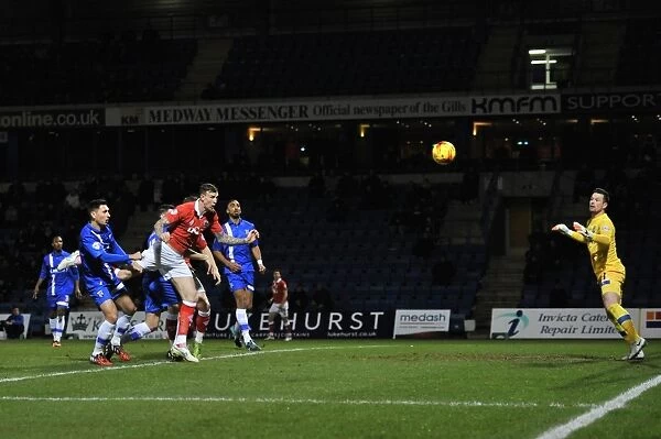 Aden Flint Charges Towards Goal: Gillingham vs. Bristol City, Johnstone's Paint Trophy Area Final