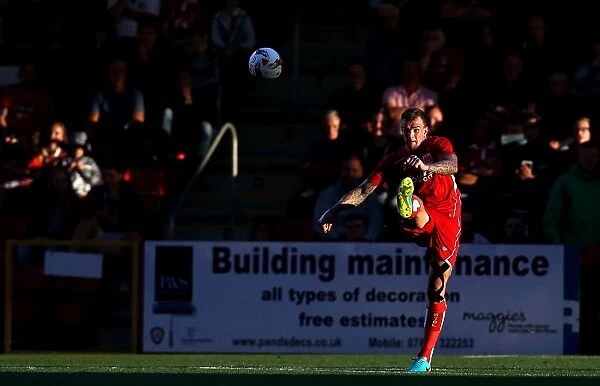 Aden Flint Clears the Ball for Bristol City against Cheltenham Town, 2016