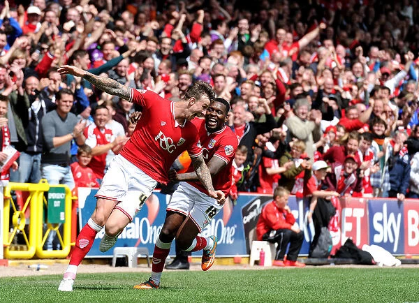 Aden Flint and Jay Emmanuel-Thomas: A Celebratory Moment for Bristol City in Sky Bet League One (May 2015)