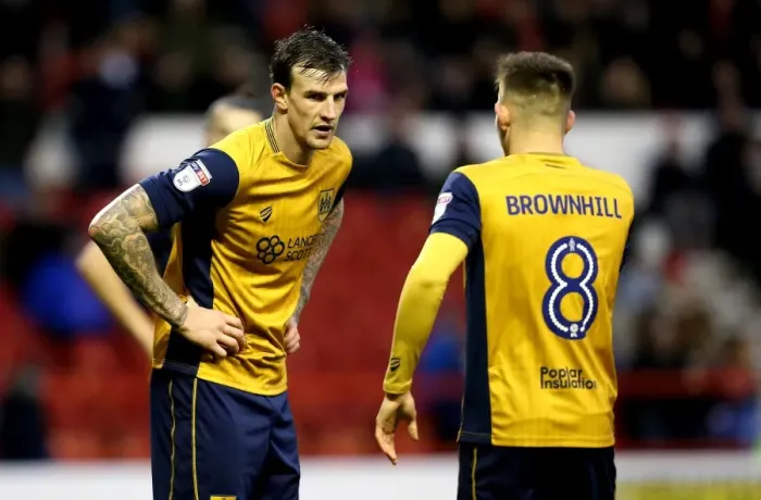 Framed Print : Aden Flint and Josh Brownhill of Bristol City Deep in Conversation at The City Ground, Nottingham Forest vs Bristol City, Sky Bet Championship Framed Print : Aden Flint and Josh Brownhill of Bristol City Deep in Conversation at The City Ground, Nottingham Forest vs Bristol City, Sky Bet Championship