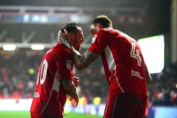 Aden Flint and Lee Tomlin Celebrate Goal for Bristol City against Huddersfield Town, Sky Bet Championship, 2017