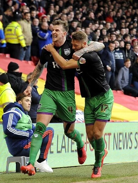 Aden Flint and Nathan Baker's Jubilant Moment: Nottingham Forest vs. Bristol City, 2016