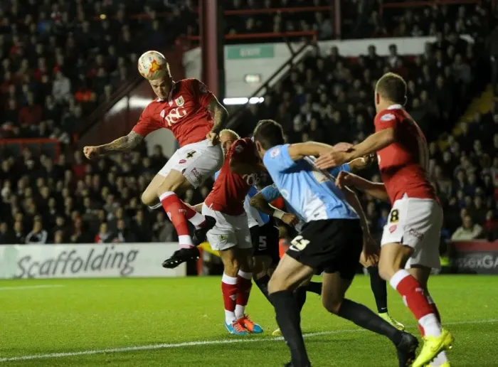 Framed Print : Aden Flint Scores for Bristol City Against Bradford City, October 2014