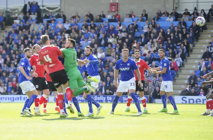 Framed Print : Aden Flint Scores for Bristol City against Chesterfield, 25 April 2015