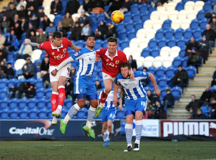 Framed Print : Aden Flint Scores for Bristol City against Colchester United, 2015