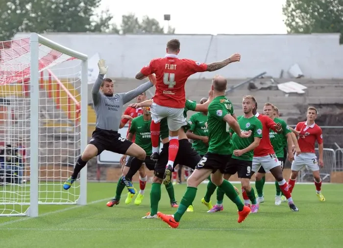 Framed Print : Aden Flint Scores for Bristol City Against Scunthorpe United, September 6, 2014