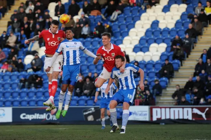 Framed Print : Aden Flint Scores for Bristol City: Thrilling Moment at Colchester United's Community Stadium Framed Print : Aden Flint Scores for Bristol City: Thrilling Moment at Colchester United's Community Stadium