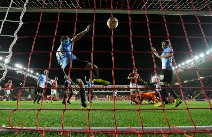 Framed Print : Aden Flint Scores His Second: Thrilling Moment as Bristol City Takes the Lead Against Bradford City Framed Print : Aden Flint Scores His Second: Thrilling Moment as Bristol City Takes the Lead Against Bradford City