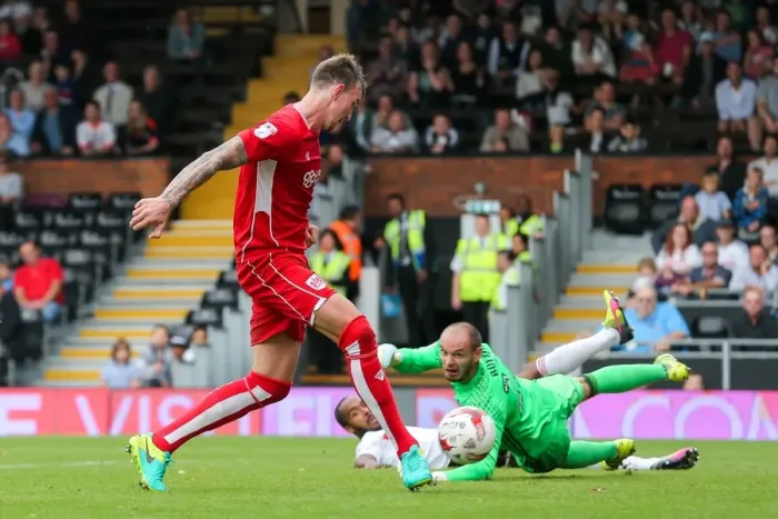 Framed Print : Aden Flint Scores a Stunner: Bristol City Crushes Fulham 0-4 Framed Print : Aden Flint Scores a Stunner: Bristol City Crushes Fulham 0-4