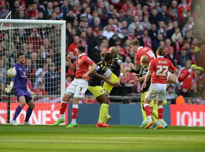 Framed Print : Aden Flint Scores the Winner: Bristol City Claim Johnstone's Paint Trophy Framed Print : Aden Flint Scores the Winner: Bristol City Claim Johnstone's Paint Trophy