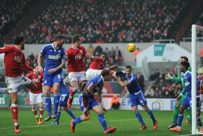 Framed Print : Aden Flint Scores the Winning Goal: Bristol City vs Ipswich Town, 2016