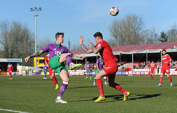 Aden Flint Soars Over Crawley's Sonny Bradley - Bristol City's Victory Moment, March 7, 2015