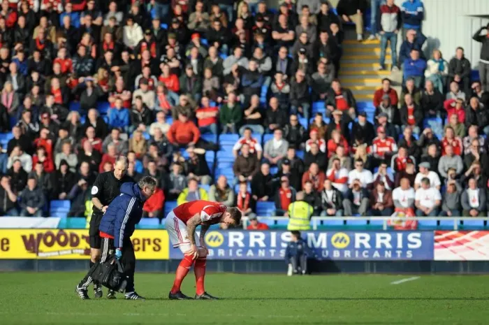 Framed Print : Aden Flint Substitution: Bristol City Player Injured Against Shrewsbury Town, March 8, 2014 Framed Print : Aden Flint Substitution: Bristol City Player Injured Against Shrewsbury Town, March 8, 2014