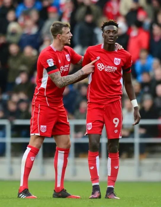 Framed Print : Aden Flint and Tammy Abraham in Deep Conversation: Bristol City vs Ipswich Town, 2016