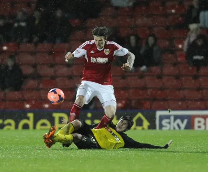Framed Print : Aden Flint vs Fernando Forestieri: Intense Moment from Watford vs Bristol City FA Cup Replay Framed Print : Aden Flint vs Fernando Forestieri: Intense Moment from Watford vs Bristol City FA Cup Replay