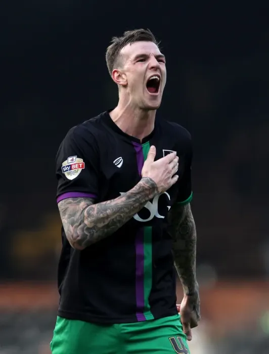 Framed Print : Aden Flint's Celebration: Bristol City's Win Over Fulham at Craven Cottage (March 12, 2016) Framed Print : Aden Flint's Celebration: Bristol City's Win Over Fulham at Craven Cottage (March 12, 2016)