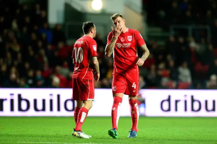 Framed Print : Aden Flint's Disappointment: Bristol City vs Brighton and Hove Albion, 2016