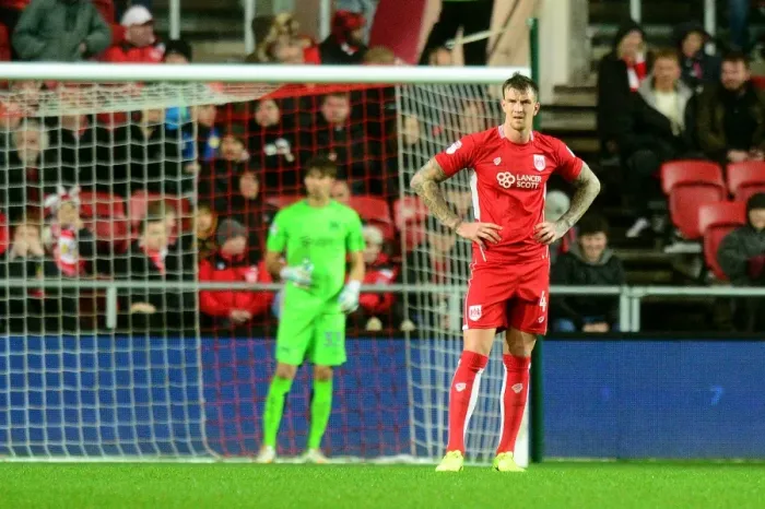 Framed Print : Aden Flint's Disappointment: Bristol City vs Fulham, 2017