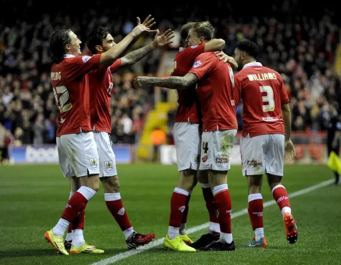 Framed Print : Aden Flint's Double: Celebration with Team Mates - Bristol City vs Bradford City, 2014 Framed Print : Aden Flint's Double: Celebration with Team Mates - Bristol City vs Bradford City, 2014